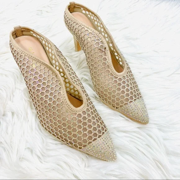 Nude rhinestoned mesh heel - Picture 4 of 6